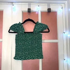 Green Floral Crop Top